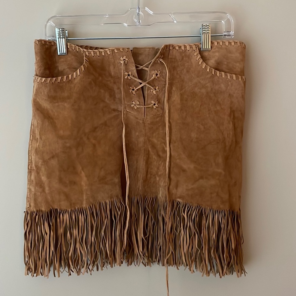 100% leather Bebe tan skirt, size 4
